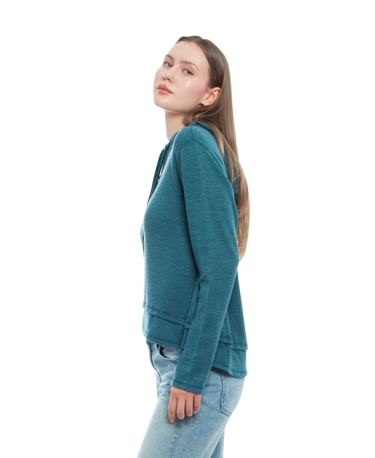 Женское худи WILT Clothing Long Sleeve Double Peplum, цвет: Синий — фото 10