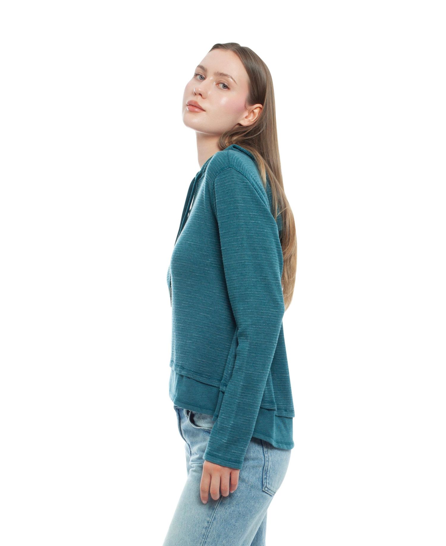 Women's Clothing Long Sleeve Double Peplum Hoodie