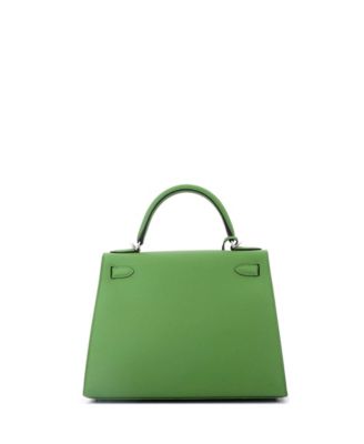 Pre-Owned HERMES Kelly 28 Handbag Green Epsom with Palladium Hardware