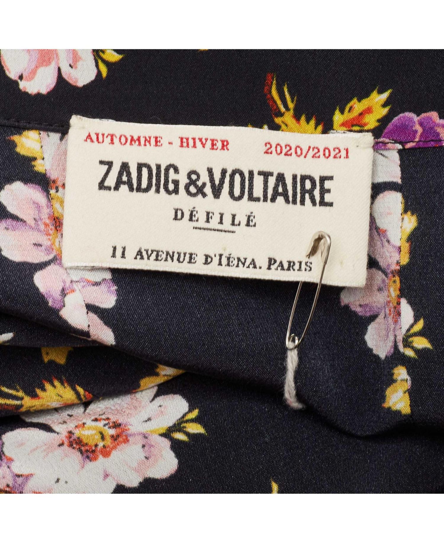 Women's Pre-Owned Zadig and Voltaire Black Floral Print Silk Pleated Button Front Maxi Dress