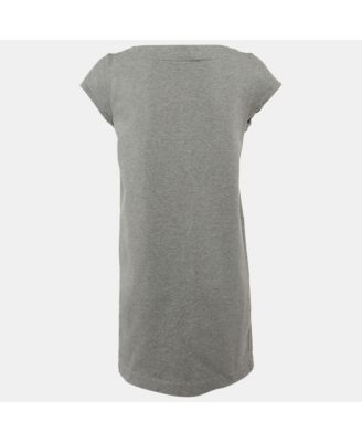 Women's Grey Logo Embellished Cotton Knit Mini Dress