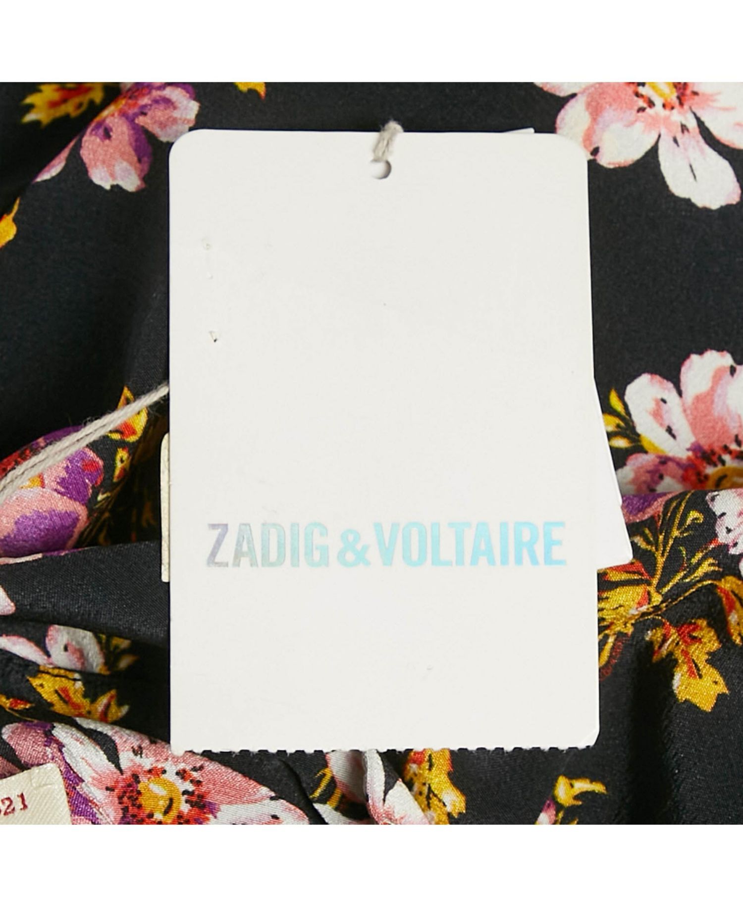 Women's Pre-Owned Zadig and Voltaire Black Floral Print Silk Pleated Rabbi Peonies Show Short Dress