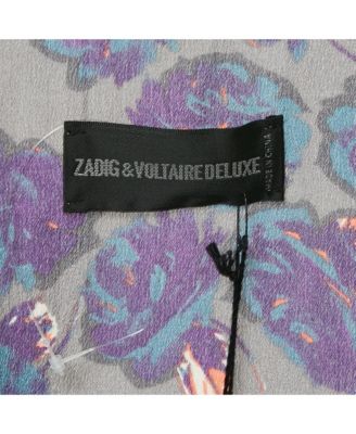 Women's Grey Printed Silk Toy Roses Deluxe Blouse