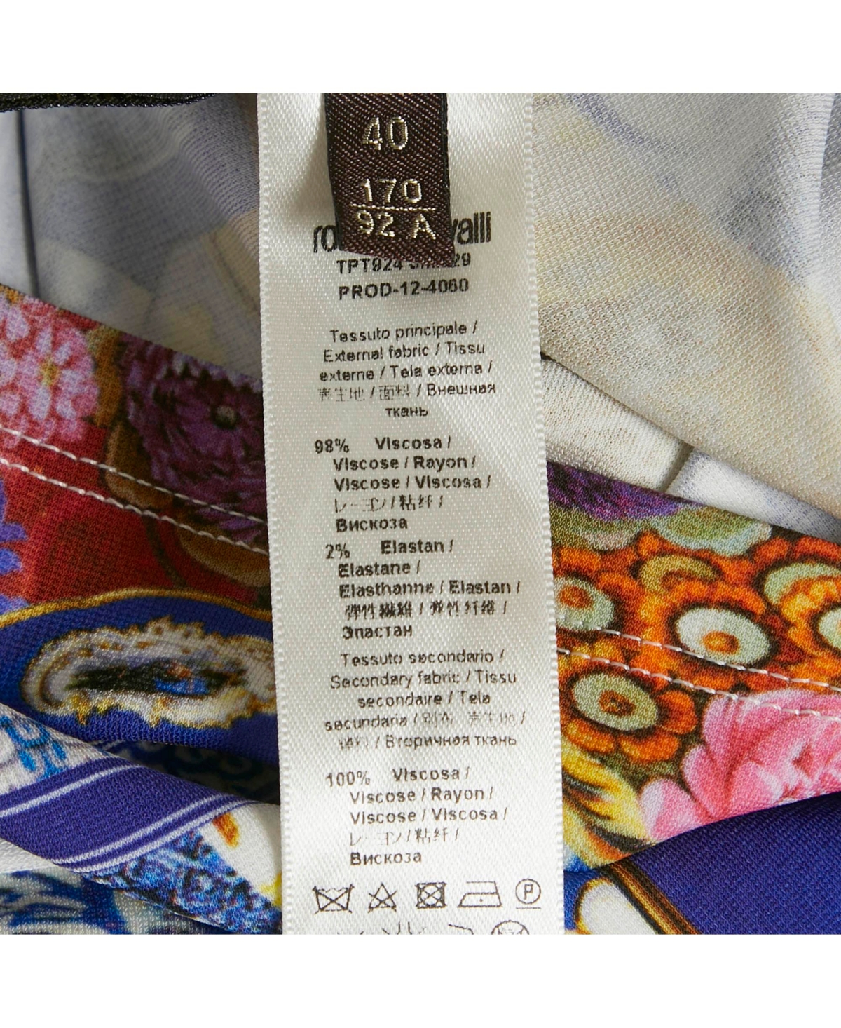 Pre-Owned Roberto Cavalli Women's Multicolor Printed Jersey Round Neck Short Dress