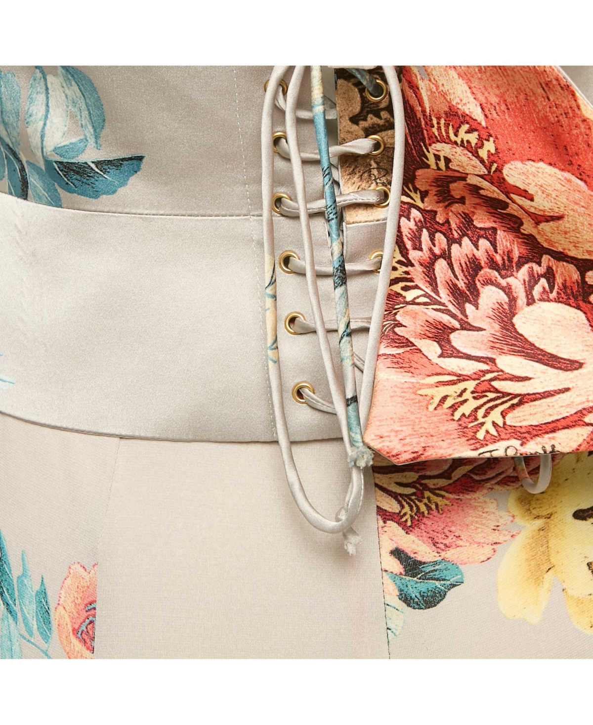 Pre-Owned Roberto Cavalli Women's Grey Floral Print Jersey Halter Neck Mini Dress