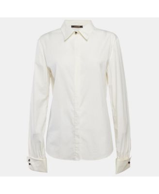 Women's Cream Cotton Long Sleeve Shirt