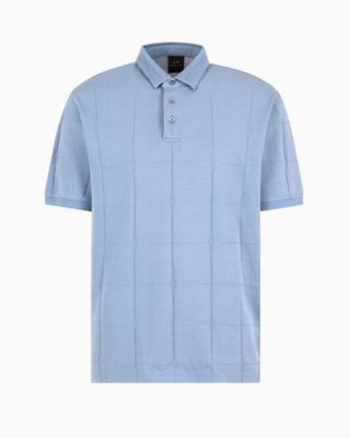 Men's Short Sleeve Large Grid Pattern Polo Shirt