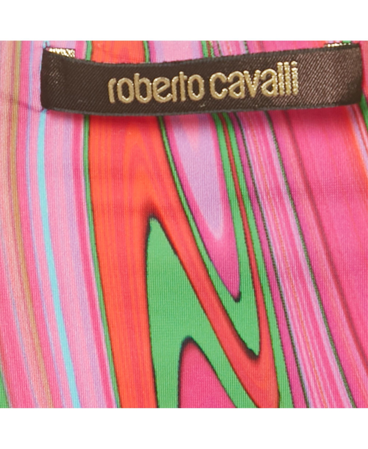 Pre-Owned Roberto Cavalli Women's Pink Printed Jersey Mini Dress