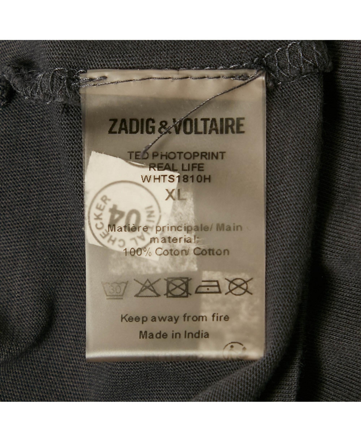 Pre-Owned Zadig & Voltaire Men's Grey Ted Photoprint Jersey Real Life T-Shirt