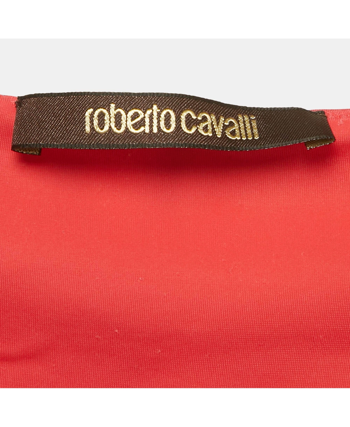 Pre-Owned Roberto Cavalli Women's Beige Cotton And Modal Faux Feather Detail T-Shirt