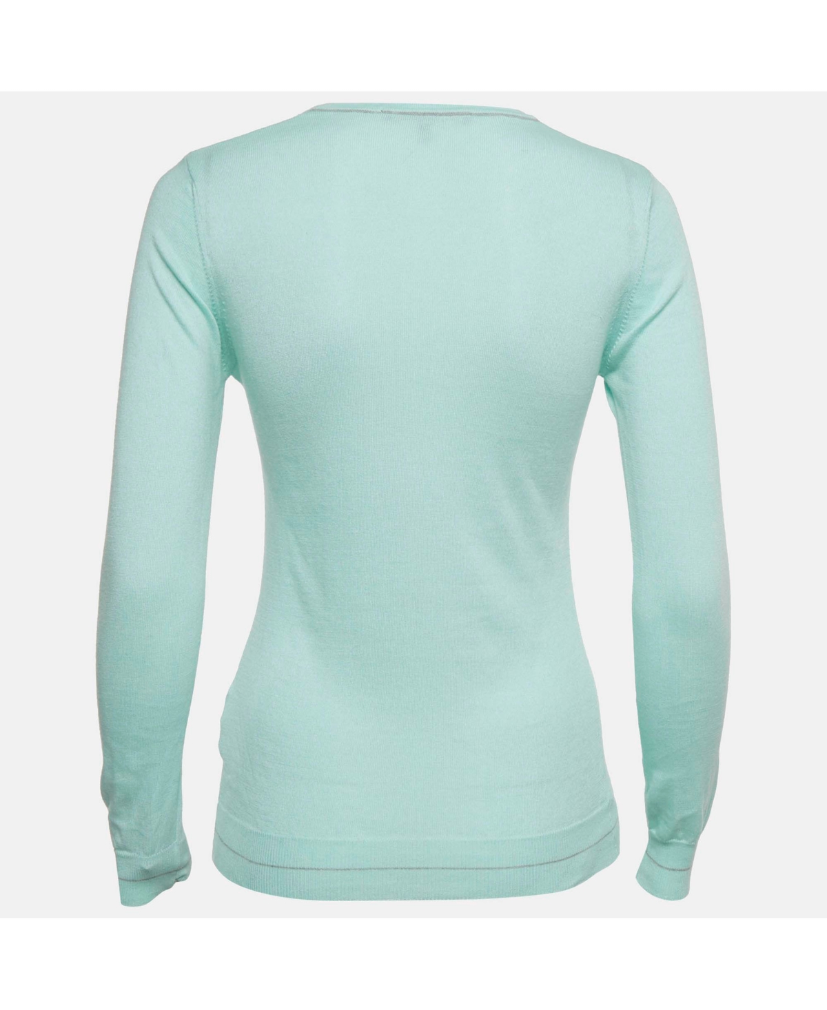 Pre-Owned Roberto Cavalli Women's Blue Cotton Knit V-Neck Sweater