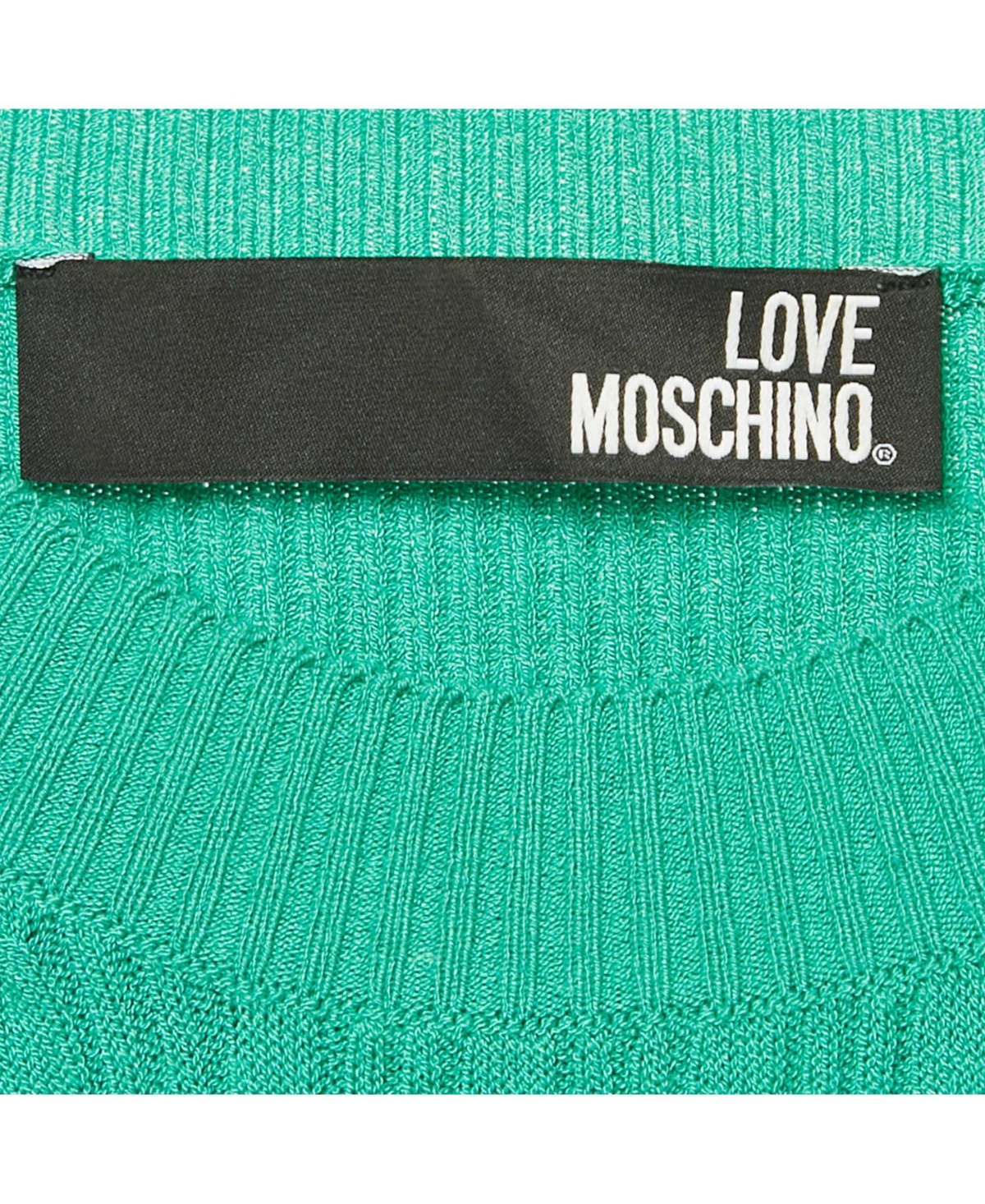 Pre-Owned Love Moschino Women's Green Knit Belted Midi Dress