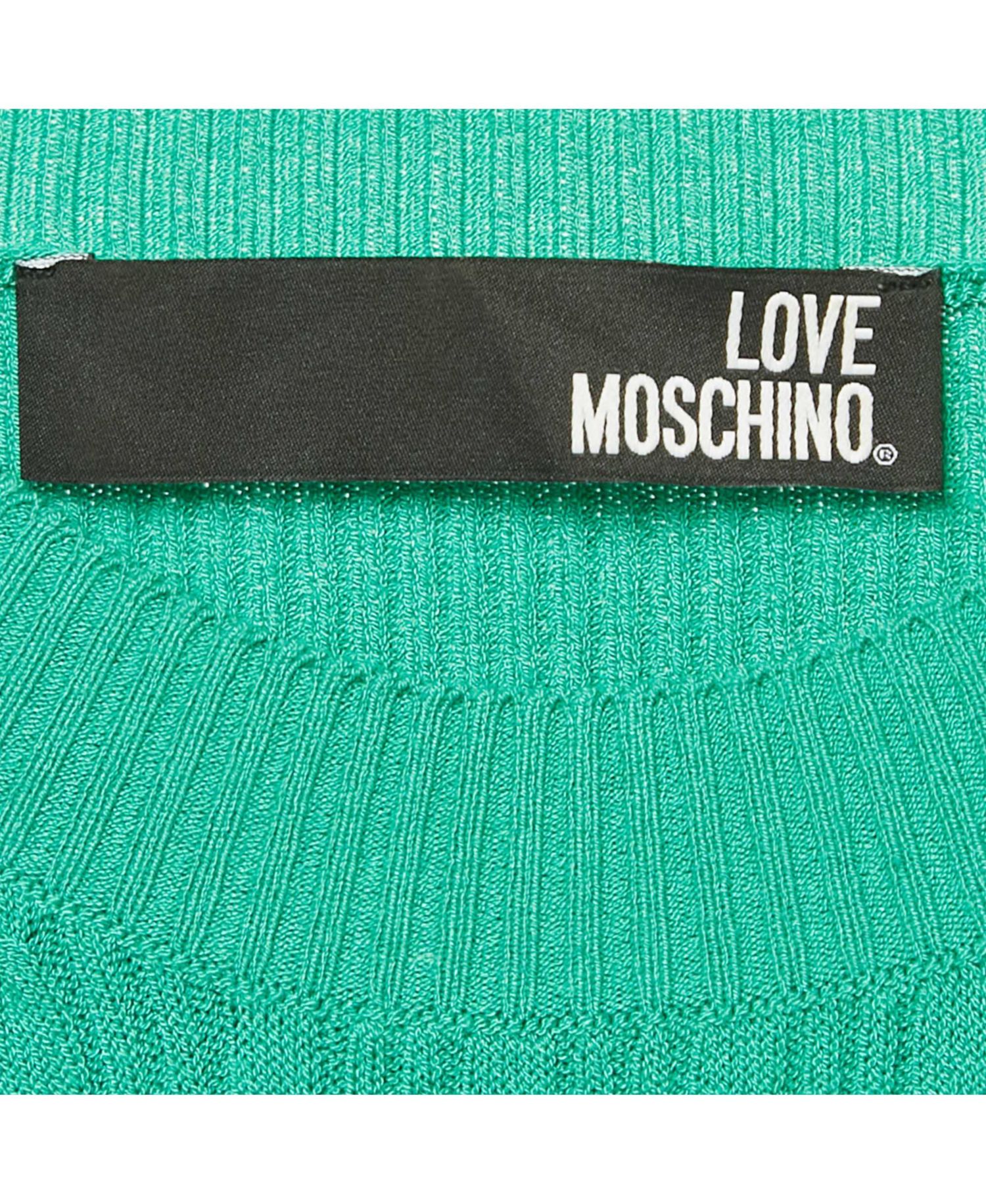 Women's Green Knit Belted Midi Dress