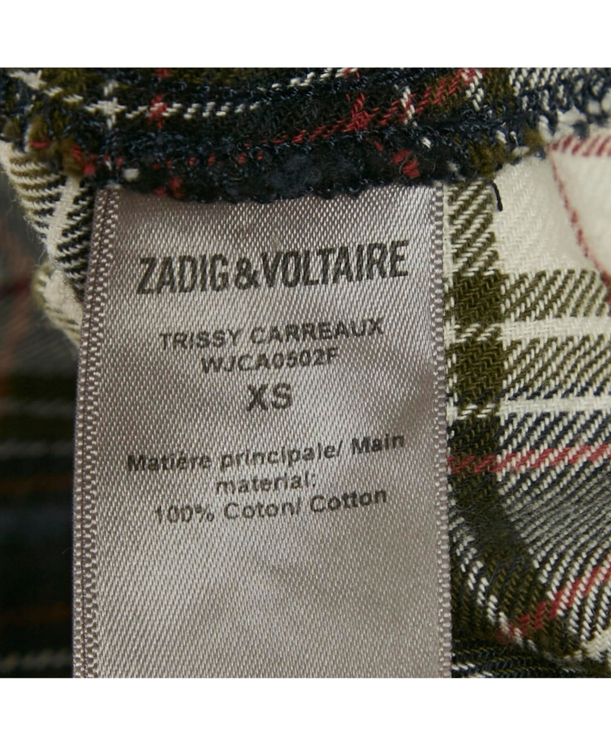 Pre-Owned Zadig & Voltaire Women's Green Checks Cotton Trissy Carreaux Shirt