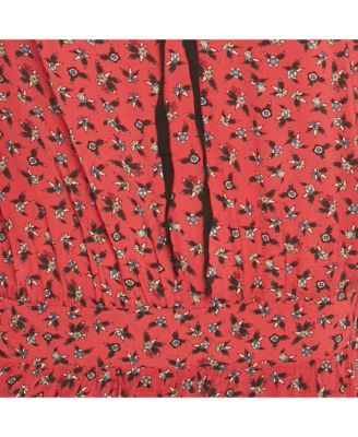 Women's Red Floral Print Crepe Remus Liberty Mini Dress