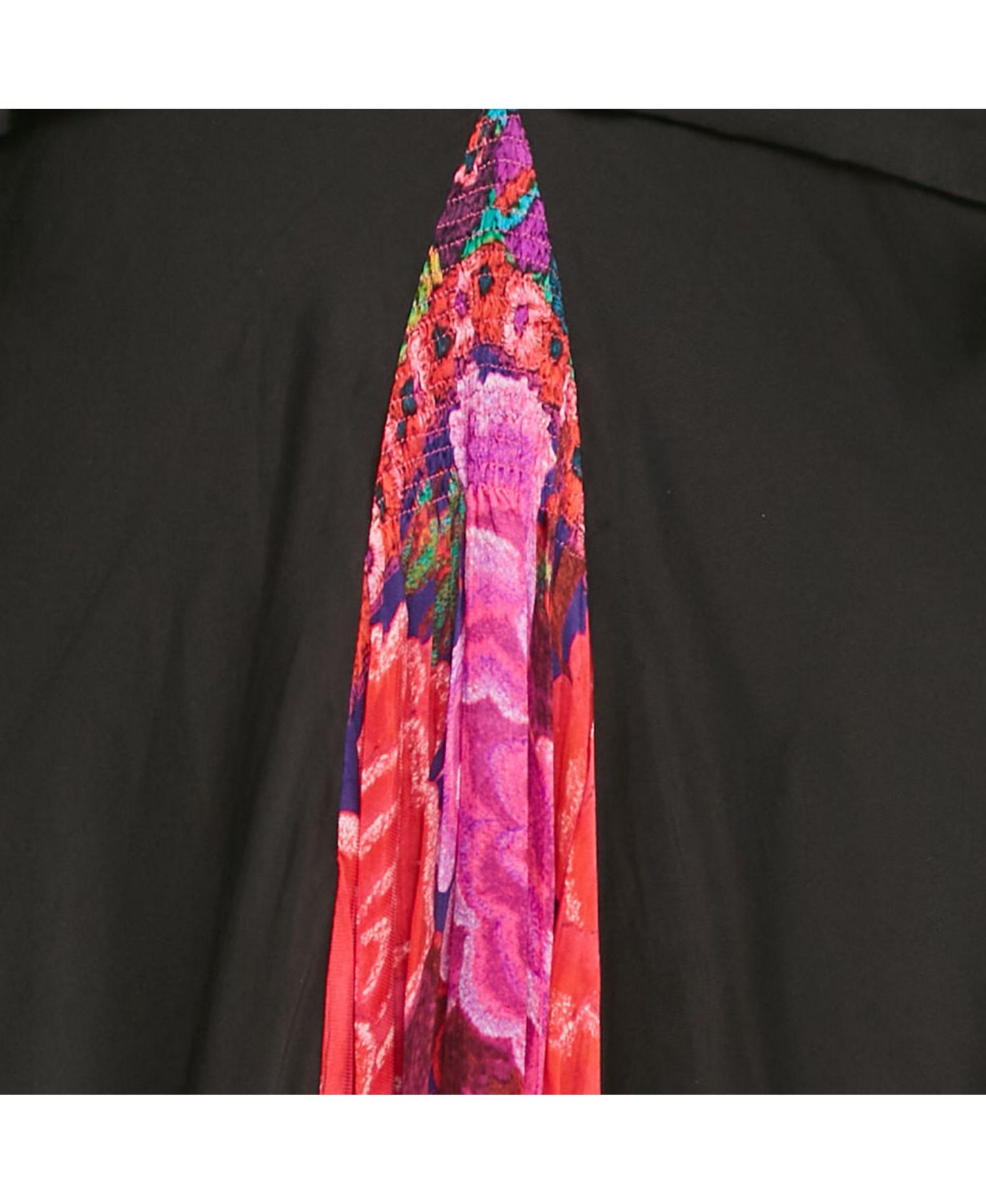 Women's Black Printed Silk Midi Dress