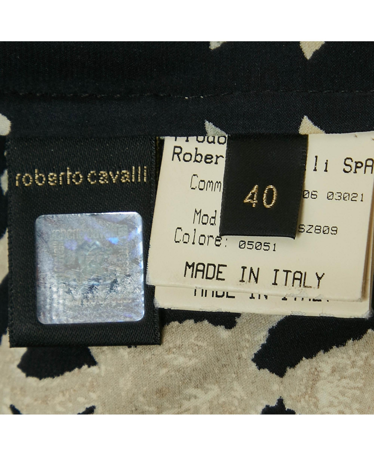 Pre-Owned Roberto Cavalli Women's Black Printed Silk Shirt