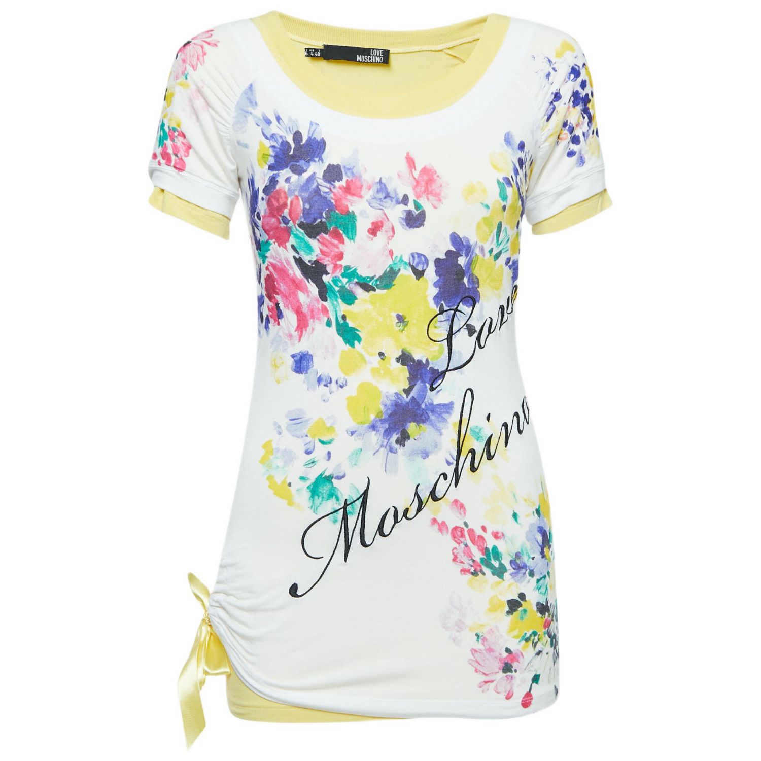 Women's Multicolor Floral Print Knit Inlay T-Shirt