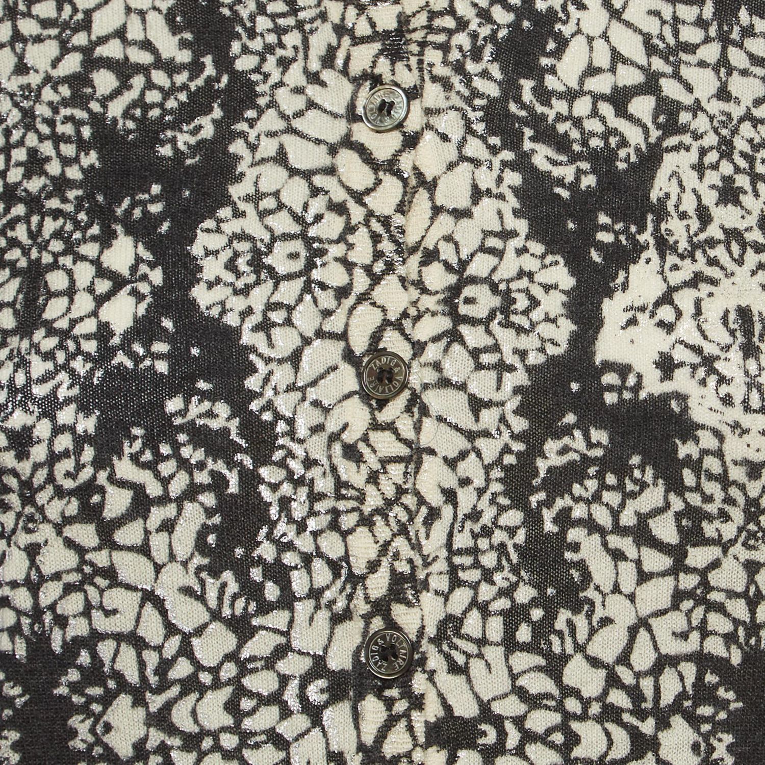 Women's Pre-Owned Zadig and Voltaire Black/white Abstract Print Cashmere Buttoned Cardigan