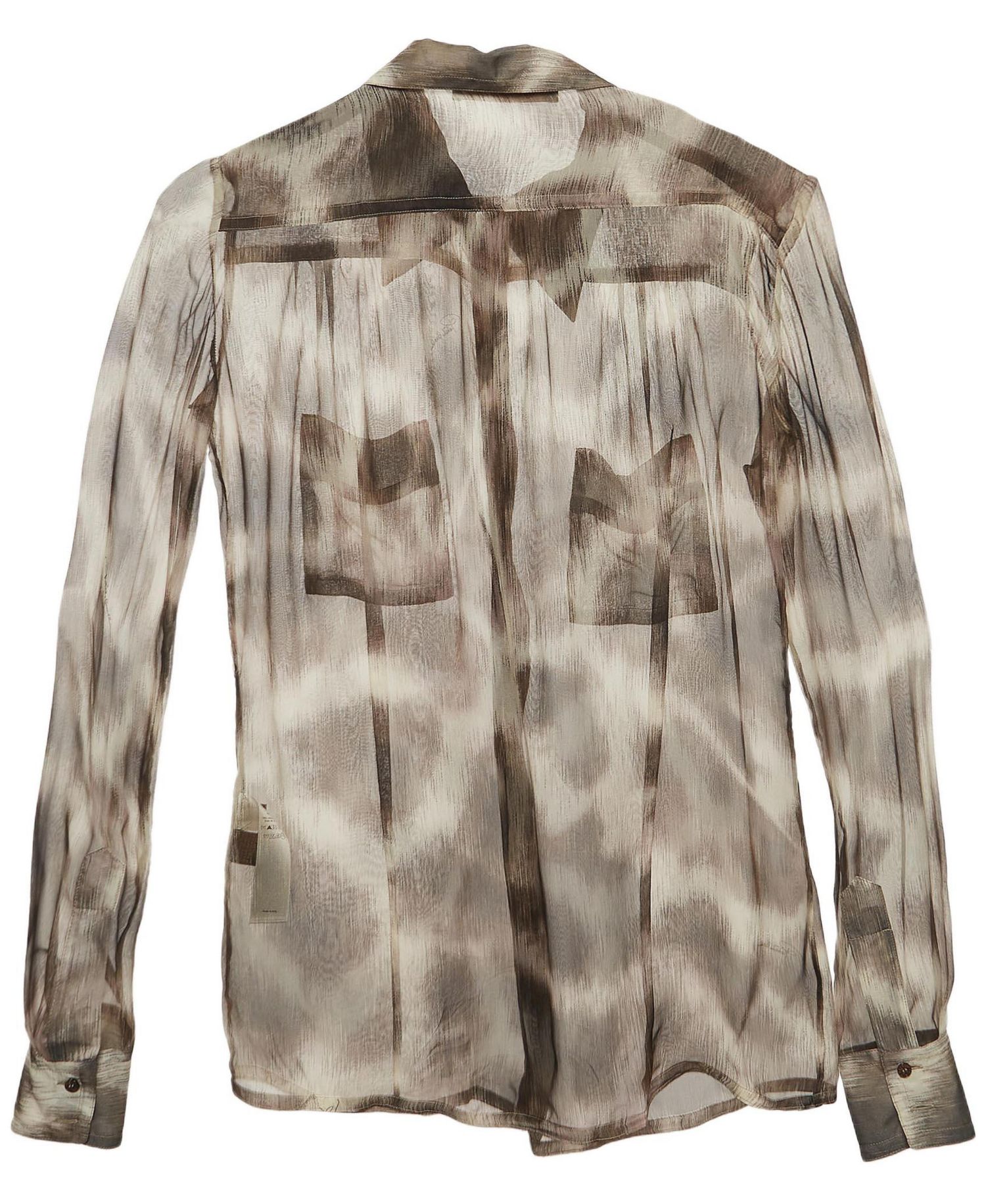 Women's Brown Animal Print Silk Sheer Shirt