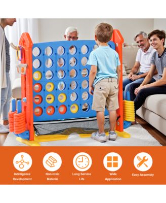 4 in 1 Giant Game Set with Adjustable Height Jumbo Connect 4 Basketball Ring Toss Golf Games Portable Outdoor Set for Kids Adults