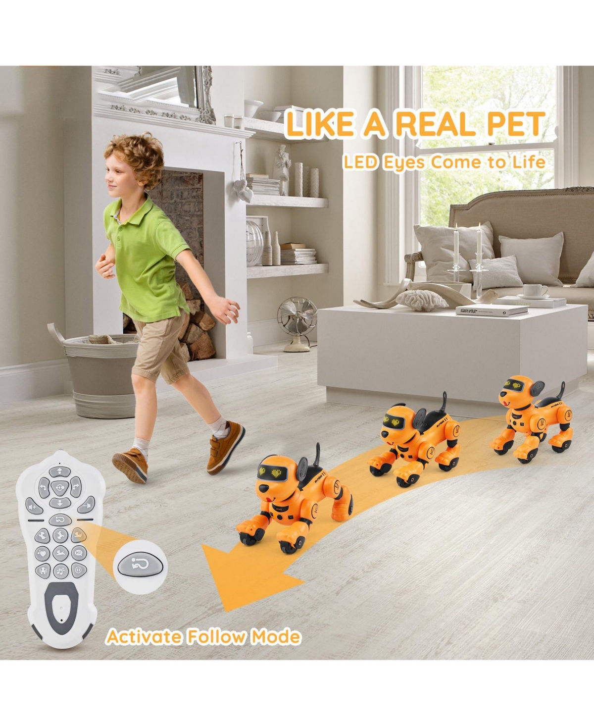 Mecale Rc Robot Dog Toy, Talking Dancing Interactive Pet with Touch & Voice Remote Control, Programmable Robot for Kids