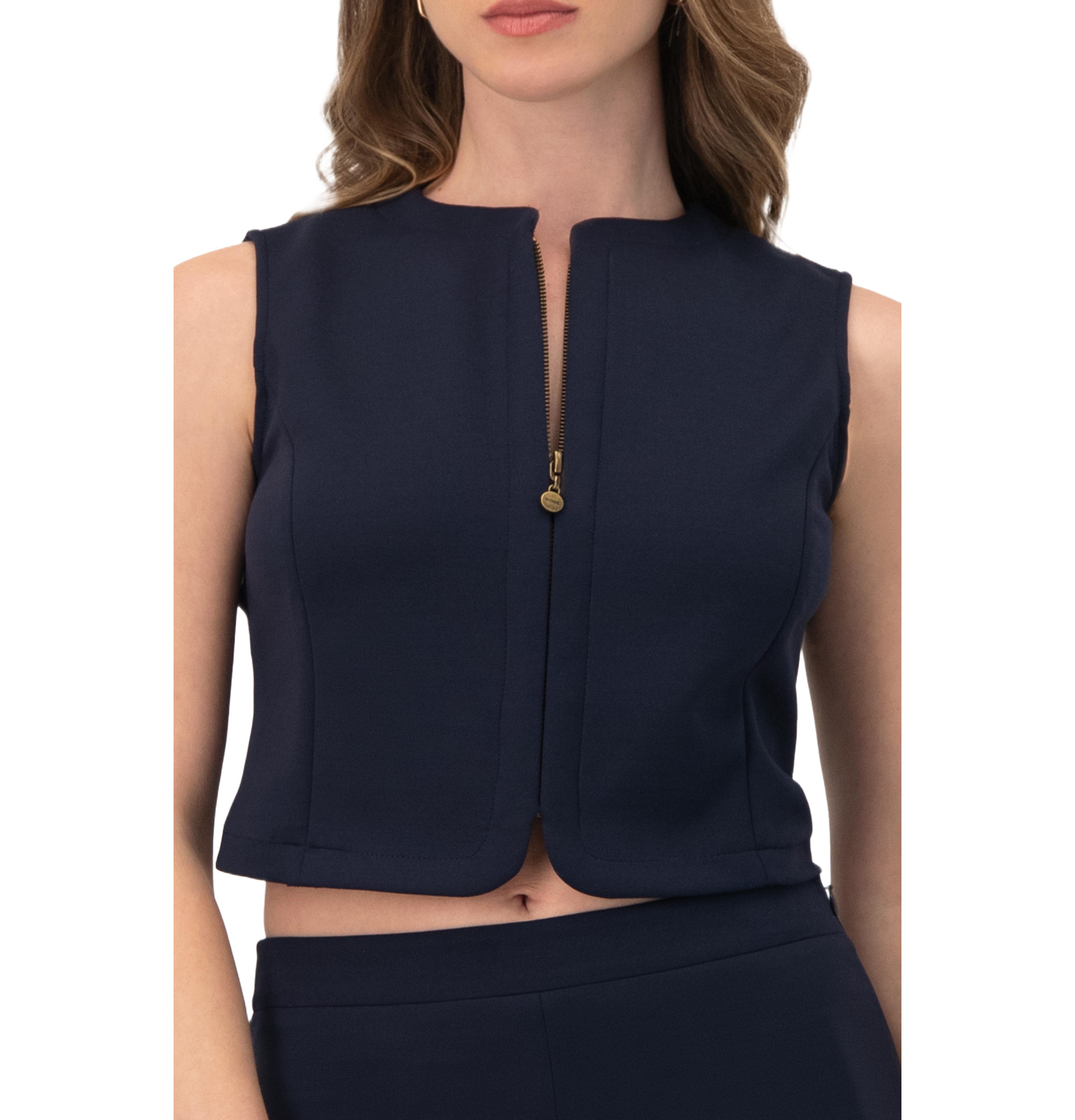 Ivonne Women's Front-Zip Crop Top