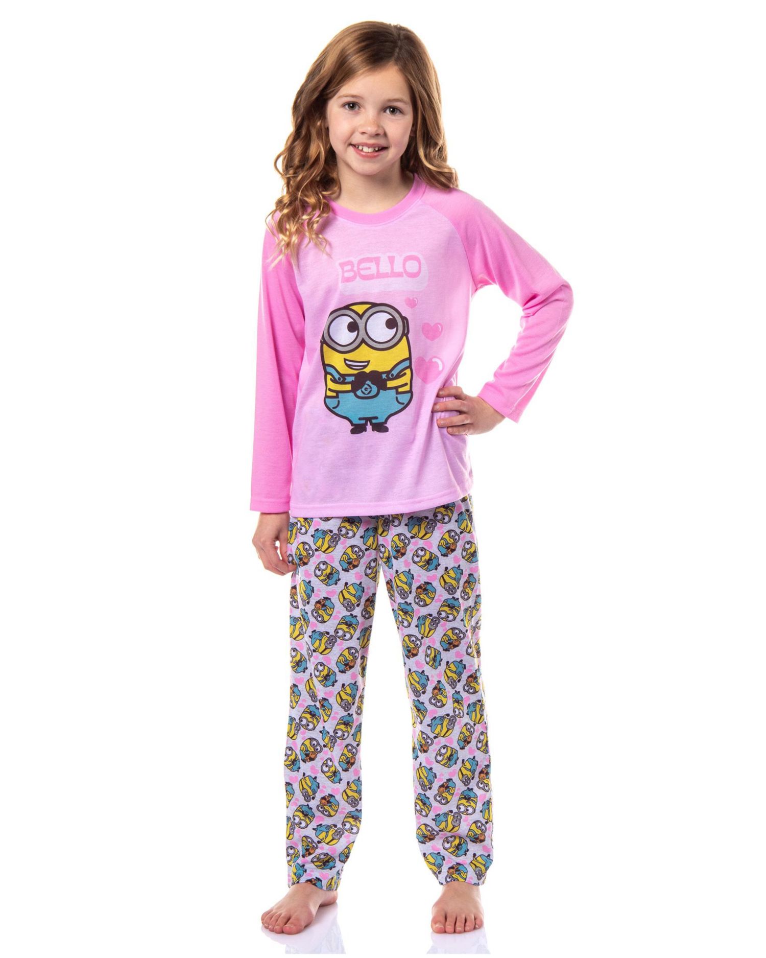 Despicable Me Little and Big Girl's Bello 2-PC Raglan Shirt and Pant Pajama Set