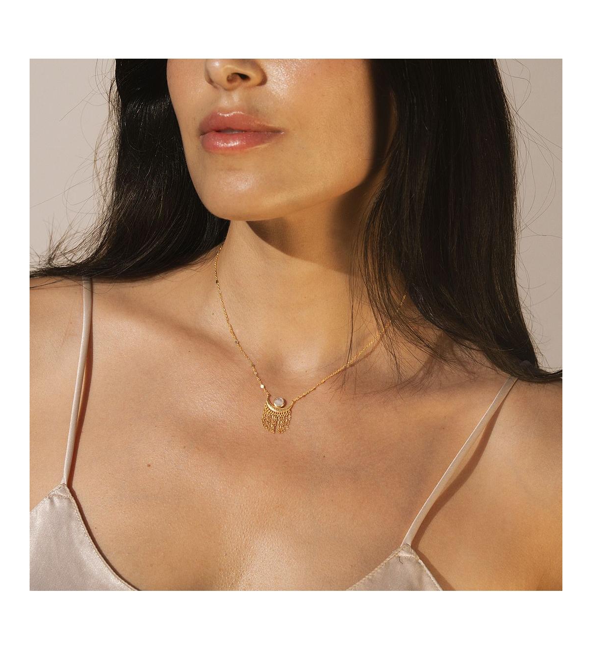 Cascade of Starlight Moonstone Fringe Necklace