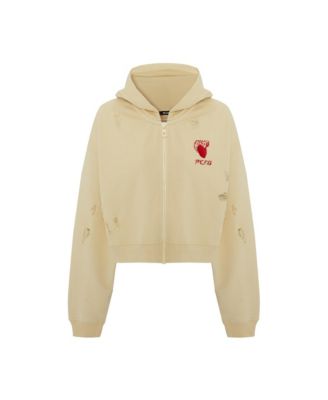 Women's Cotton Destroyed Zip-Up Hoodie