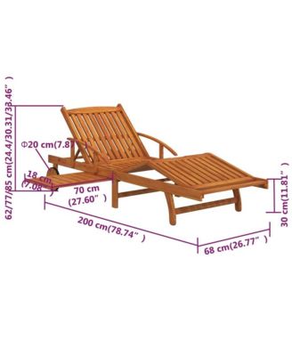 Sunlounger With Table Wood Grain Solid Acacia wood Large Foldable