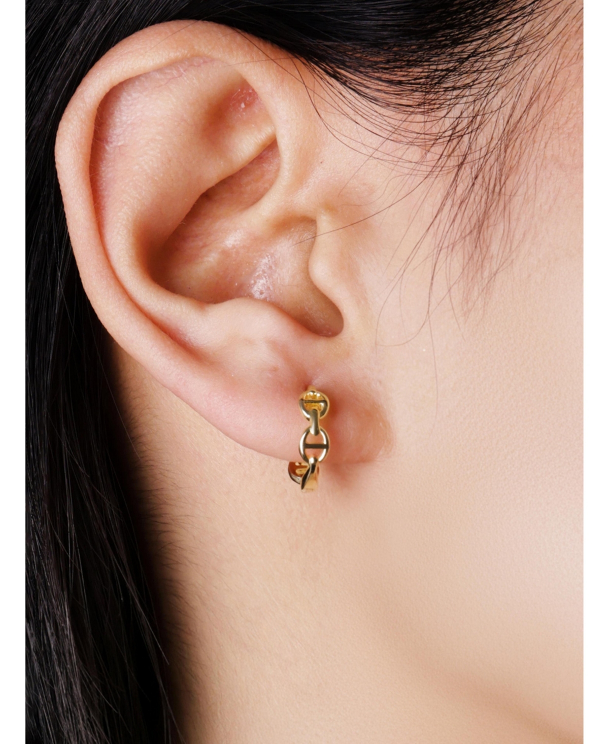 Devata Mariner Anchor Hoop Earrings in 14K Gold, approx. 2.1 grams.