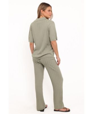 Women's Yulissa Wide Ribbed Pant Set.