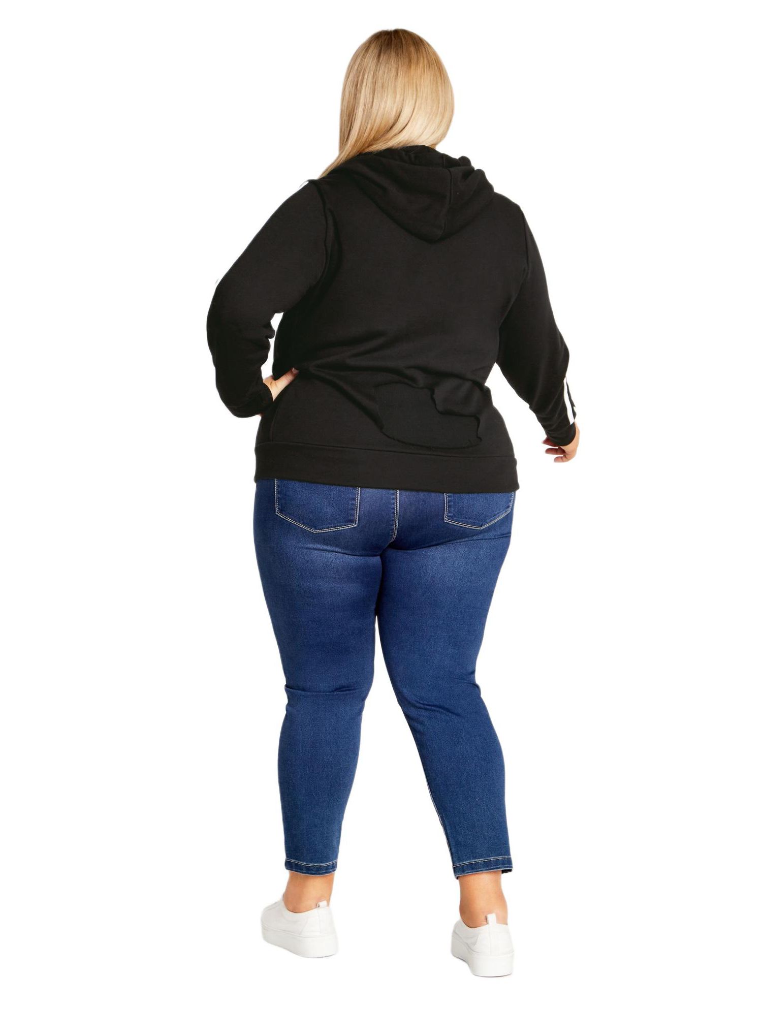 Women's Plus Size Side Stripe Zip Hoodie