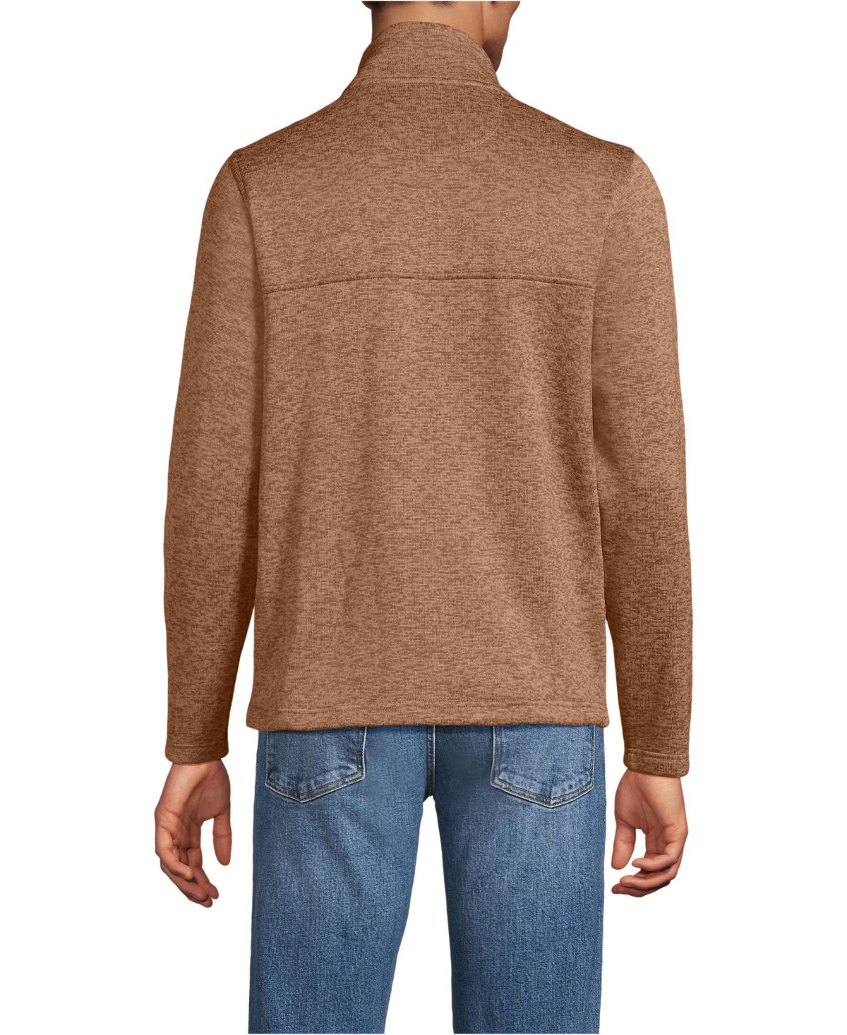Lands' End Men's Sweater Fleece Snap Neck Pullover Jacket