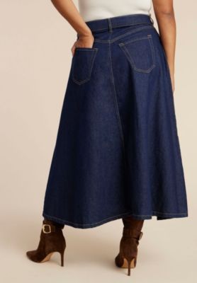 Women's Denim Maxi Skirt With Seam Detail