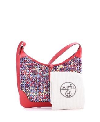 Pre-Owned HERMES 31 Trim Duo Bag Printed Silk and Leather