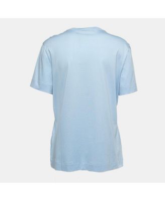 Women's Light Blue Cotton Logo Embroidered Tribute T-Shirt