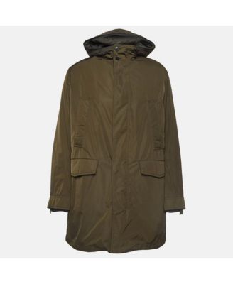 Men's Green Synthetic Detachable Lining Bob Parka Jacket