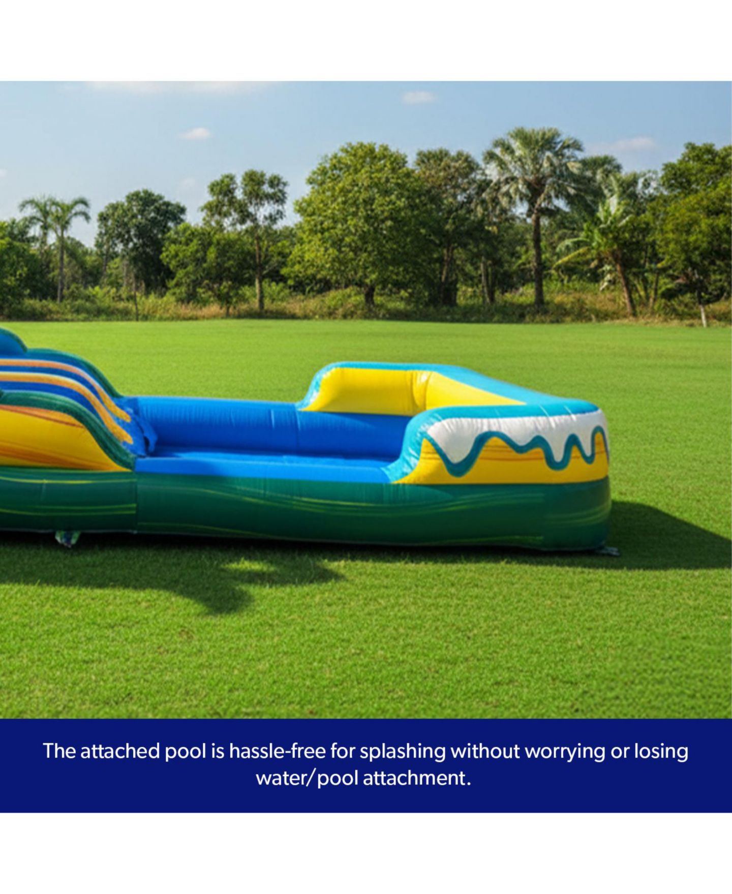 Детская игрушка HeroKiddo Tropical Breeze 15' Dual-Lane Vinyl Water Slide with Pool, For 2 Players, Ages 3+ — фото 5