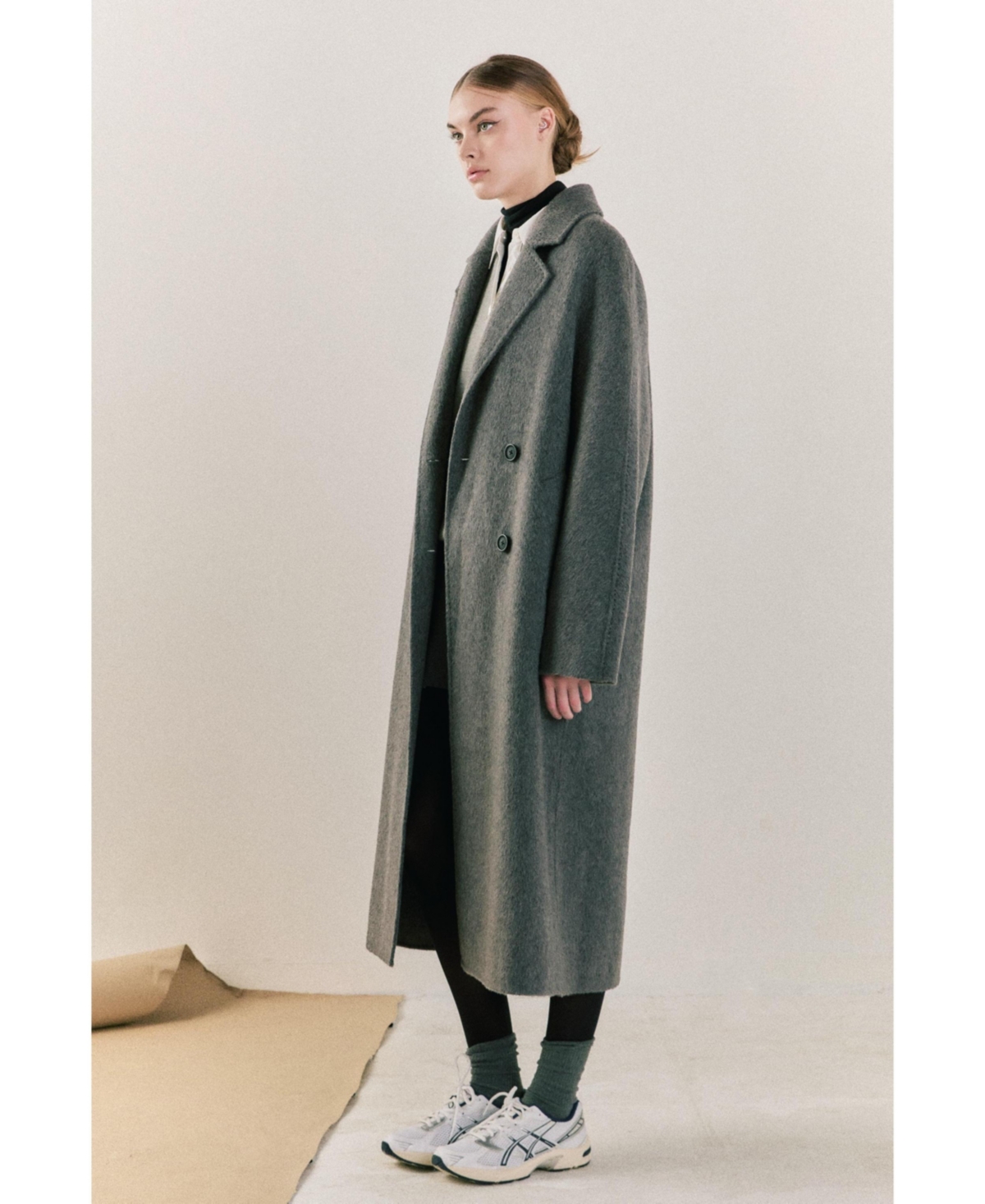 endless rose Women's Double Breasted Handmade Blend Maxi Coat