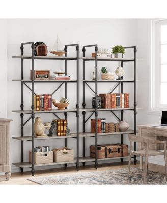 5 Tier Bookshelf, Vintage Bookshelves and Bookcases with Roman Column, Large Display Shelves for Home Office, Study Room, Living Room