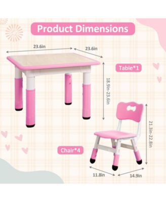 Kids Table and 4 Chairs Set Activity Table for Toddlers 5-Piece Childrens Table and Chair Set Boy & Girl Gift for Classrooms/Daycares/Home