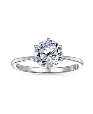 Round Solitaire 1.5CT CZ Cubic Zirconia 6-Prong Promise Ring 1MM Band Gold Plated .925 Sterling Silver