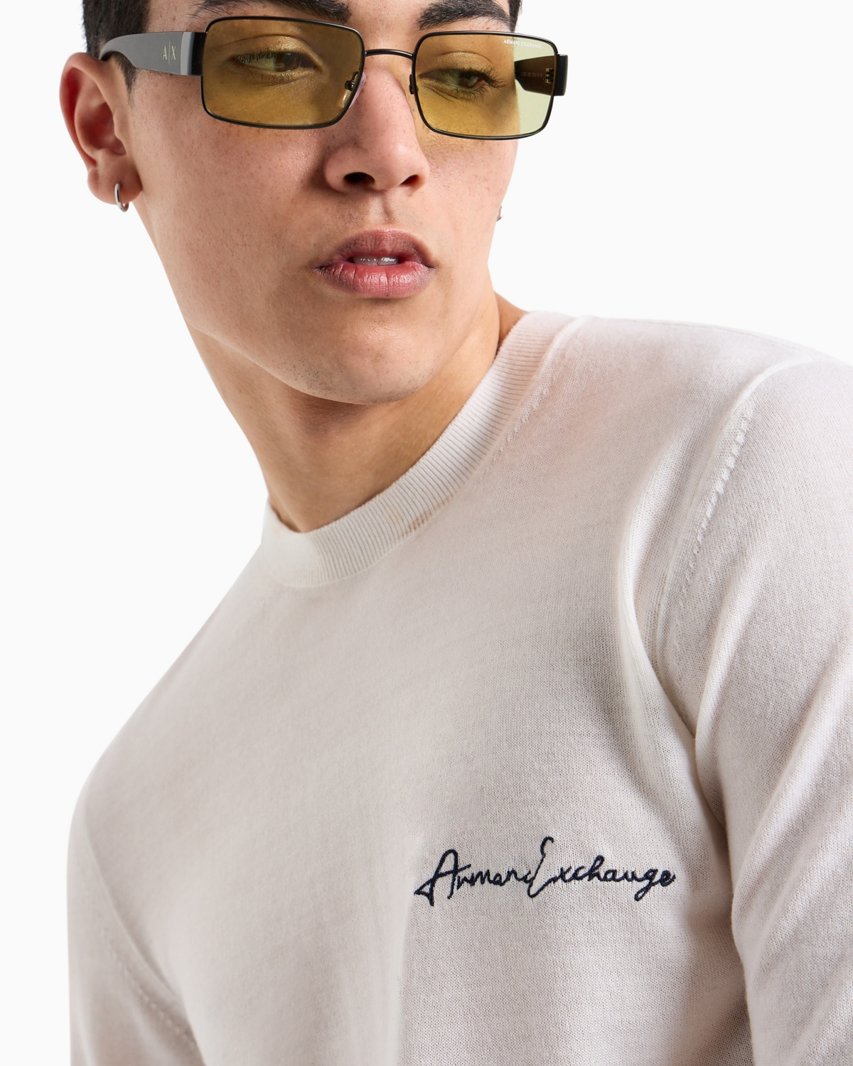 A|X Armani Exchange Men's Wool Mix Signature Logo Sweater