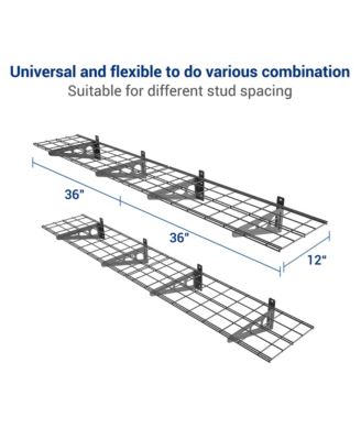 WR Series WR16B-E – 12″ D × 36″ W Black Steel Wall Shelves (4-Pack)