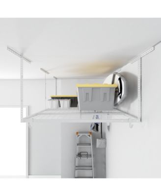 OHK Series Ceiling Mounted Overhead Garage Storage Rack, White — 48" X 96"