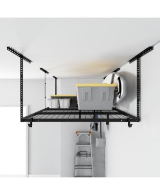 OHK Series Ceiling Mounted Overhead Garage Storage Rack, Black — 48" X 96"