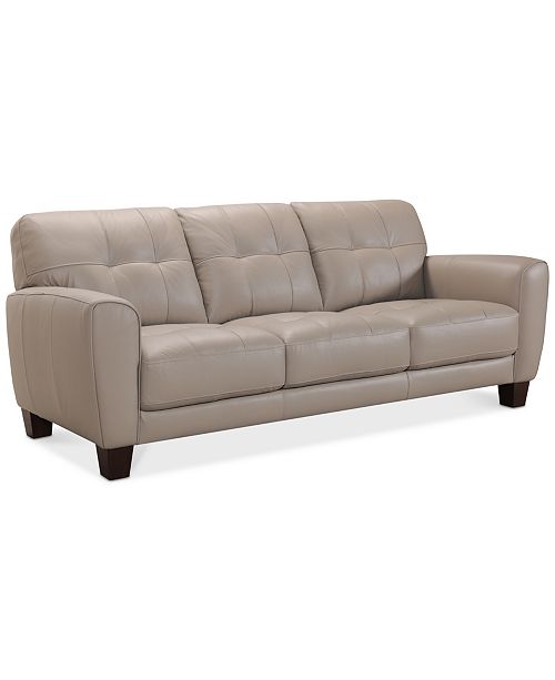 furniture kaleb 84" tufted leather sofa, created for macy's