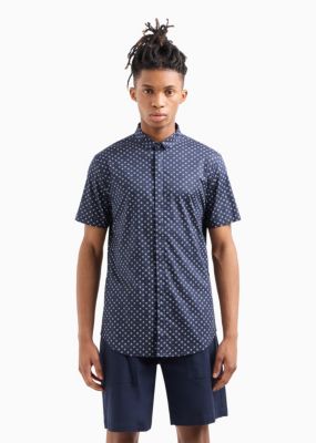 Men's Slim-Fit Tonal Geo Logo-Print Button-Down Shirt